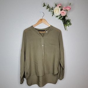 Zara Woman Olive Linen Blouse L